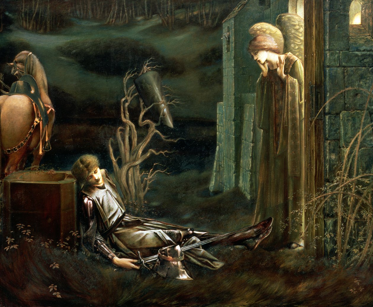 Der Traum von Sir Lancelot in der Kapelle des Heiligen Grals, 1896 von Edward Burne Jones
