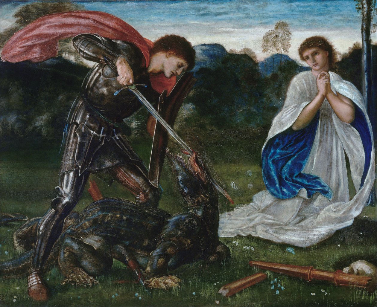 Der Kampf: St. Georg tötet den Drachen VI von Edward Burne Jones