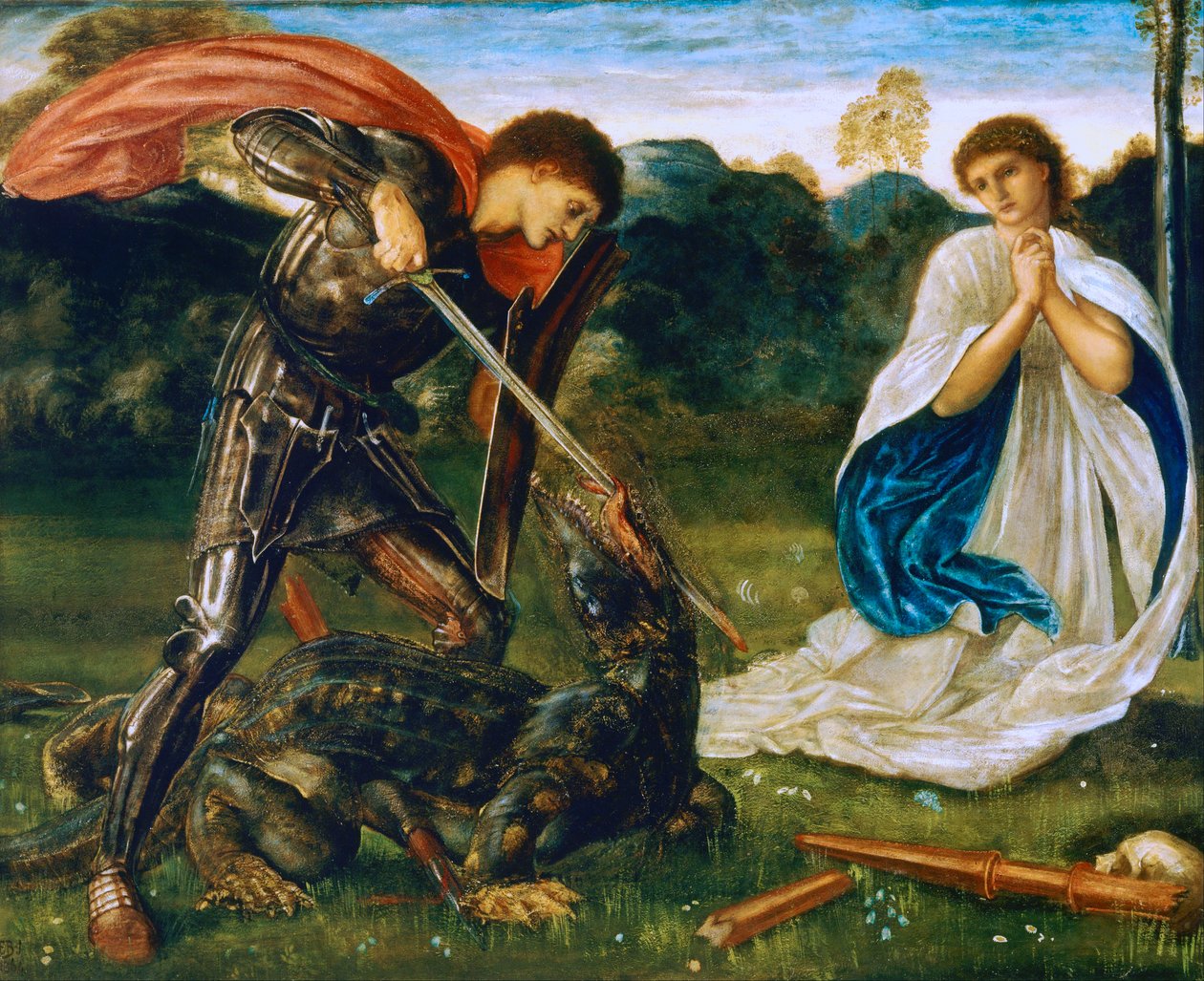 Der Kampf: St. Georg tötet den Drachen VI von Edward Burne Jones