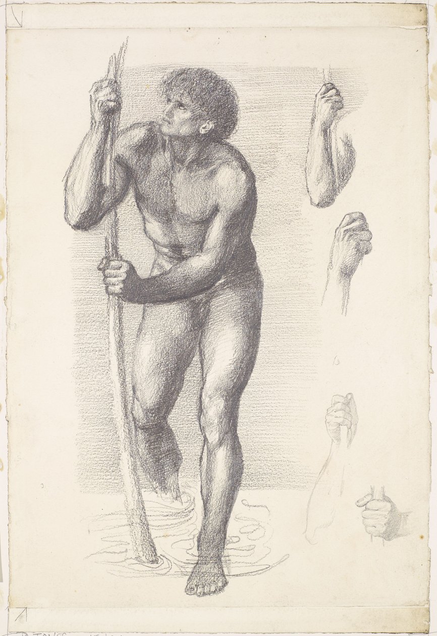 Männlicher Akt - Studie für St. Christophorus von Edward Coley Burne-Jones