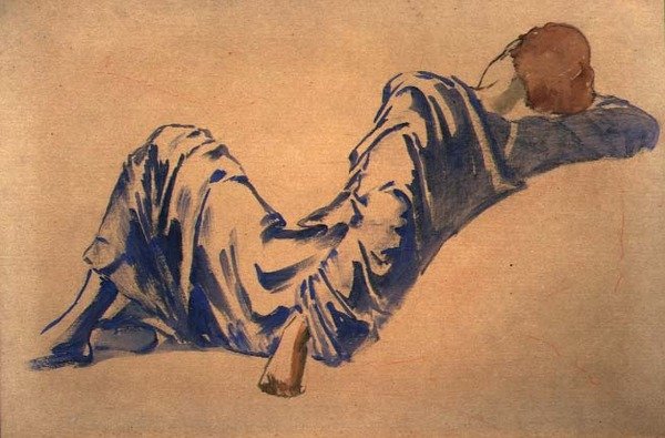 Studie eines schlafenden Höflings für die Briar Rose Serie: Der Ratssaal von Edward Coley Burne Jones