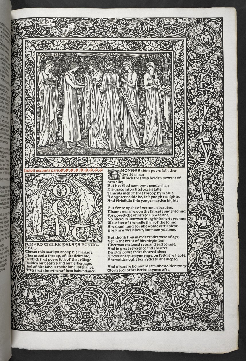 Die Werke von Geoffrey Chaucer, neu gedruckt mit Bildern von Sir Edward Burne-Jones von Edward Coley Burne Jones