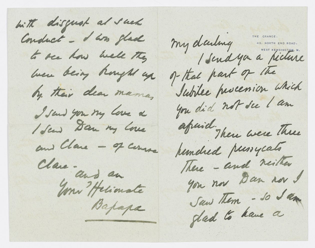 Brief an die Enkelin des Künstlers Angela Thirkell von Edward Burne Jones