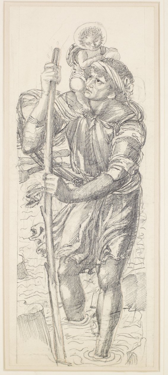 St. Christophorus und das Christuskind von Edward Coley Burne Jones