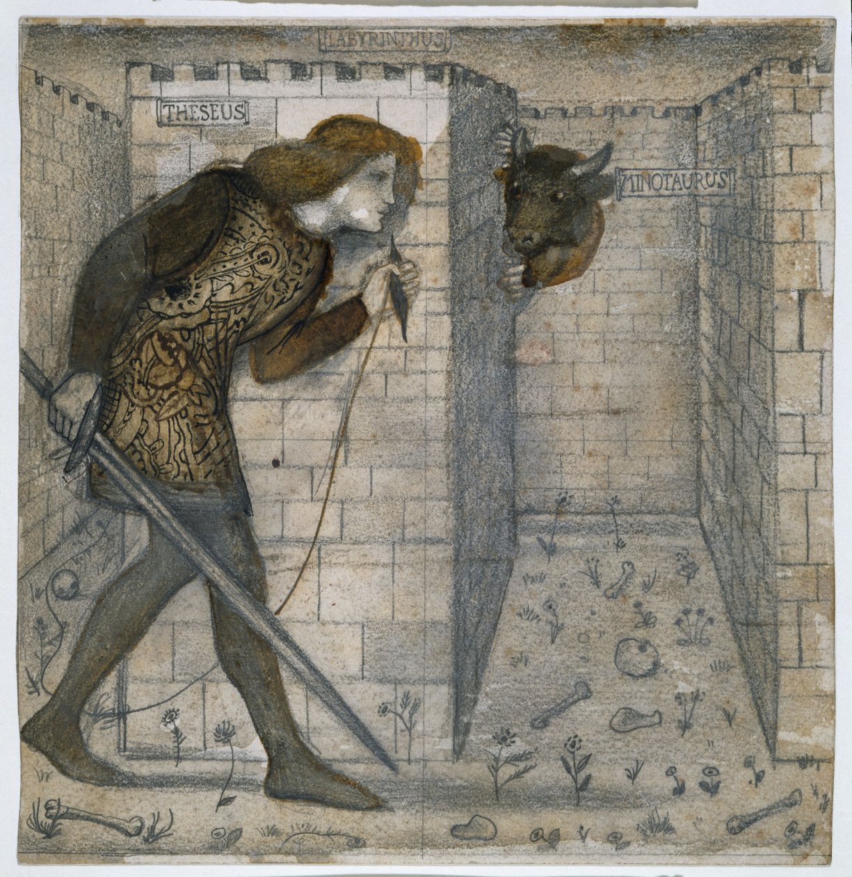 Theseus und der Minotaurus im Labyrinth von Edward Burne Jones