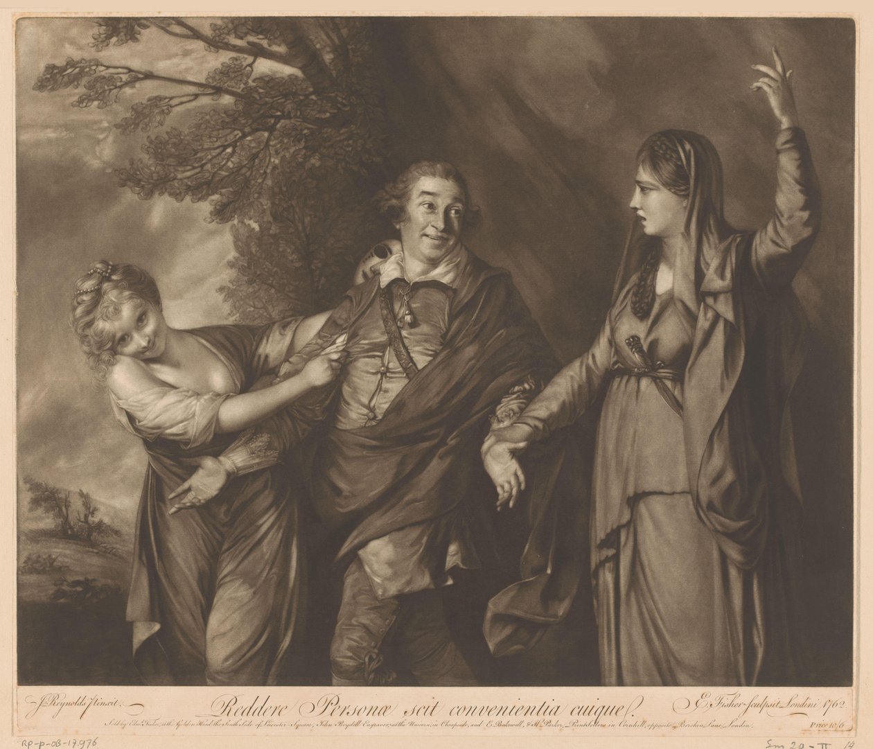 Porträt von David Garrick zwischen Komödie und Tragödie von Edward Fisher