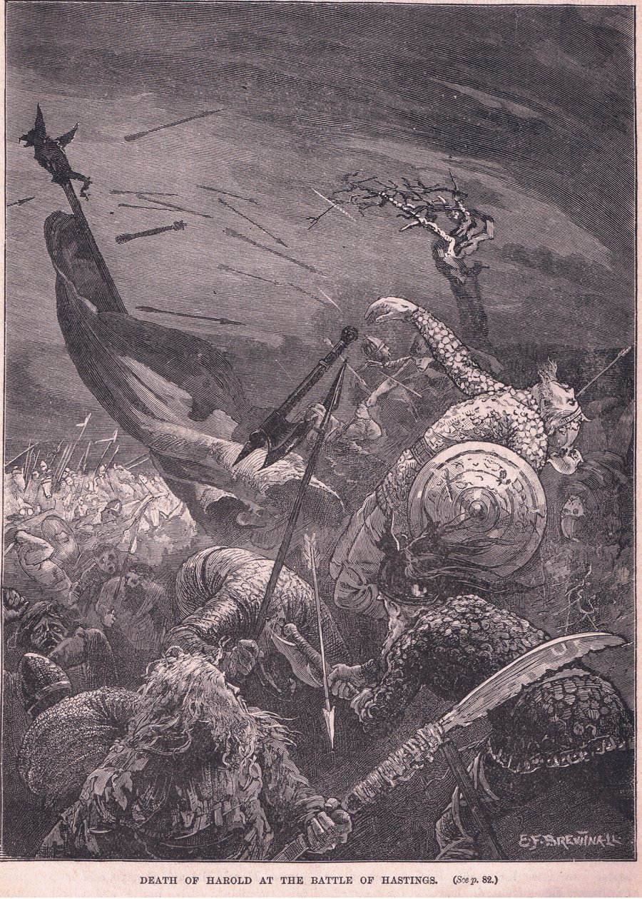 Tod von Harold in der Schlacht von Hastings 1066 n. Chr. von Edward Frederick Brewtnall