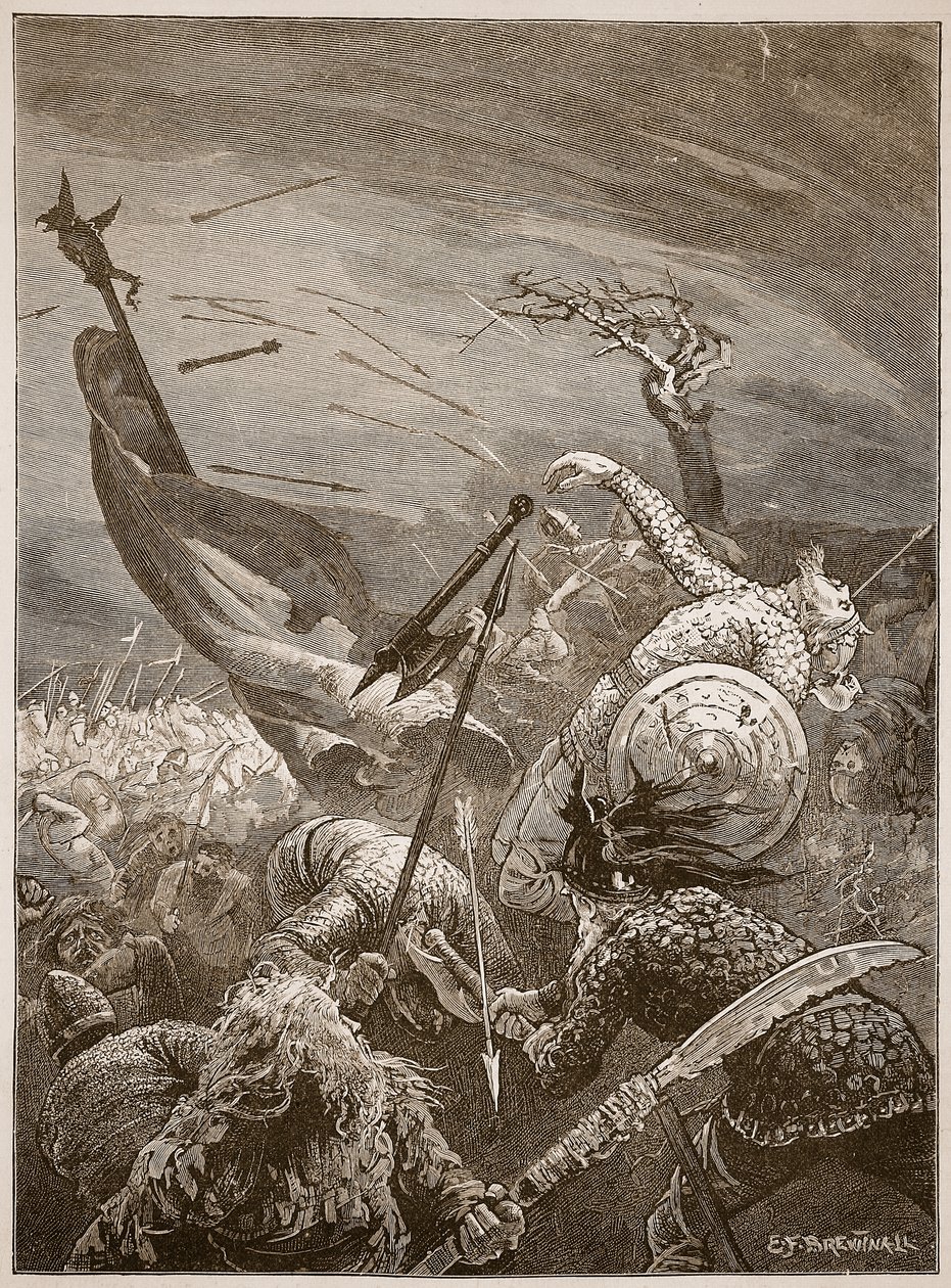 Tod von Harold in der Schlacht von Hastings, Illustration aus 