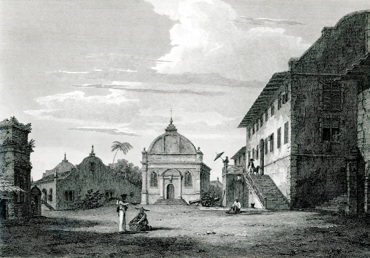 Regierungsgebäude in Malakka, graviert von George Cooke von Edward Hawke Locker