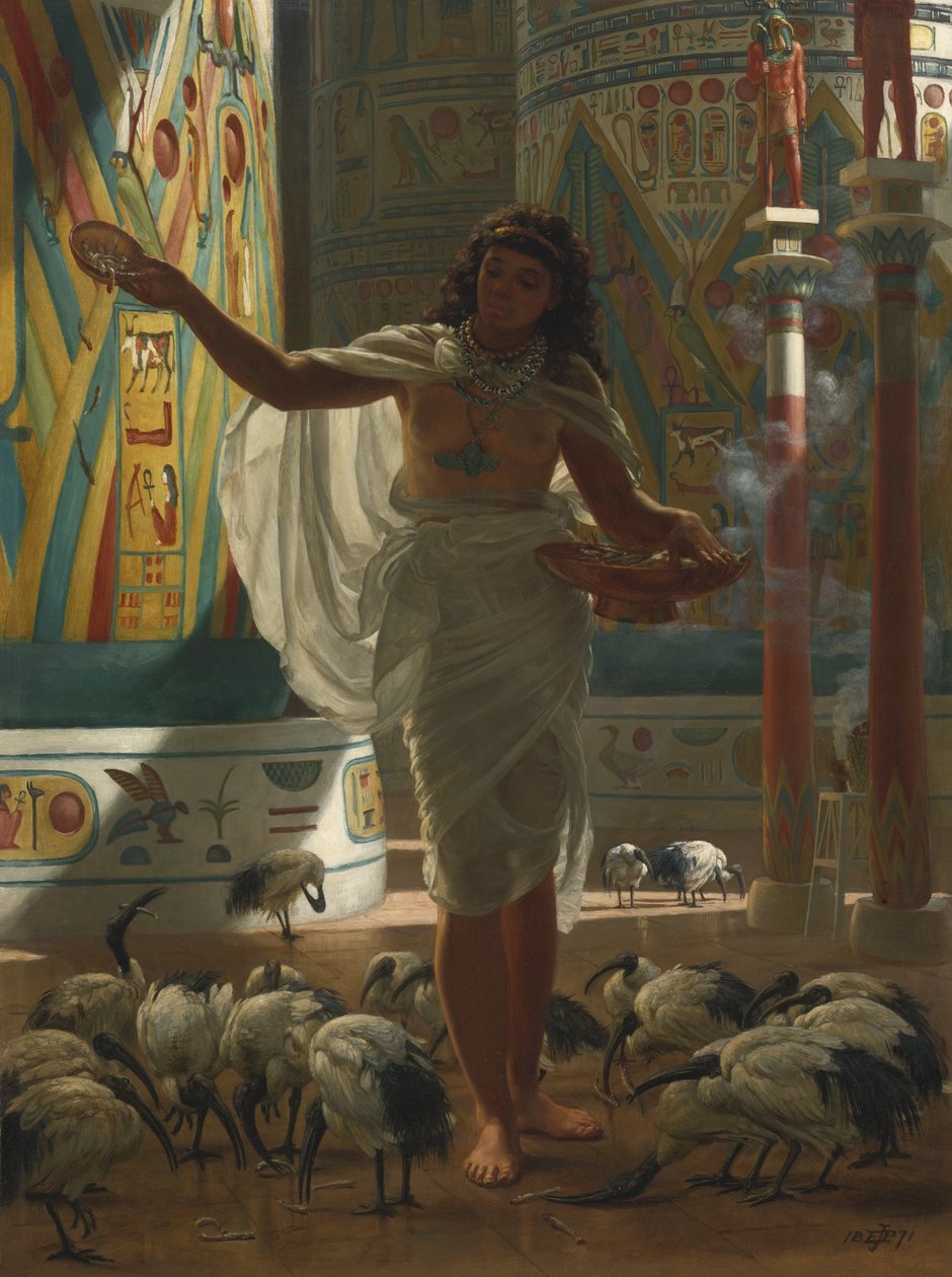 Fütterung des heiligen Ibis in den Hallen von Karnak, 1871 von Edward John Poynter