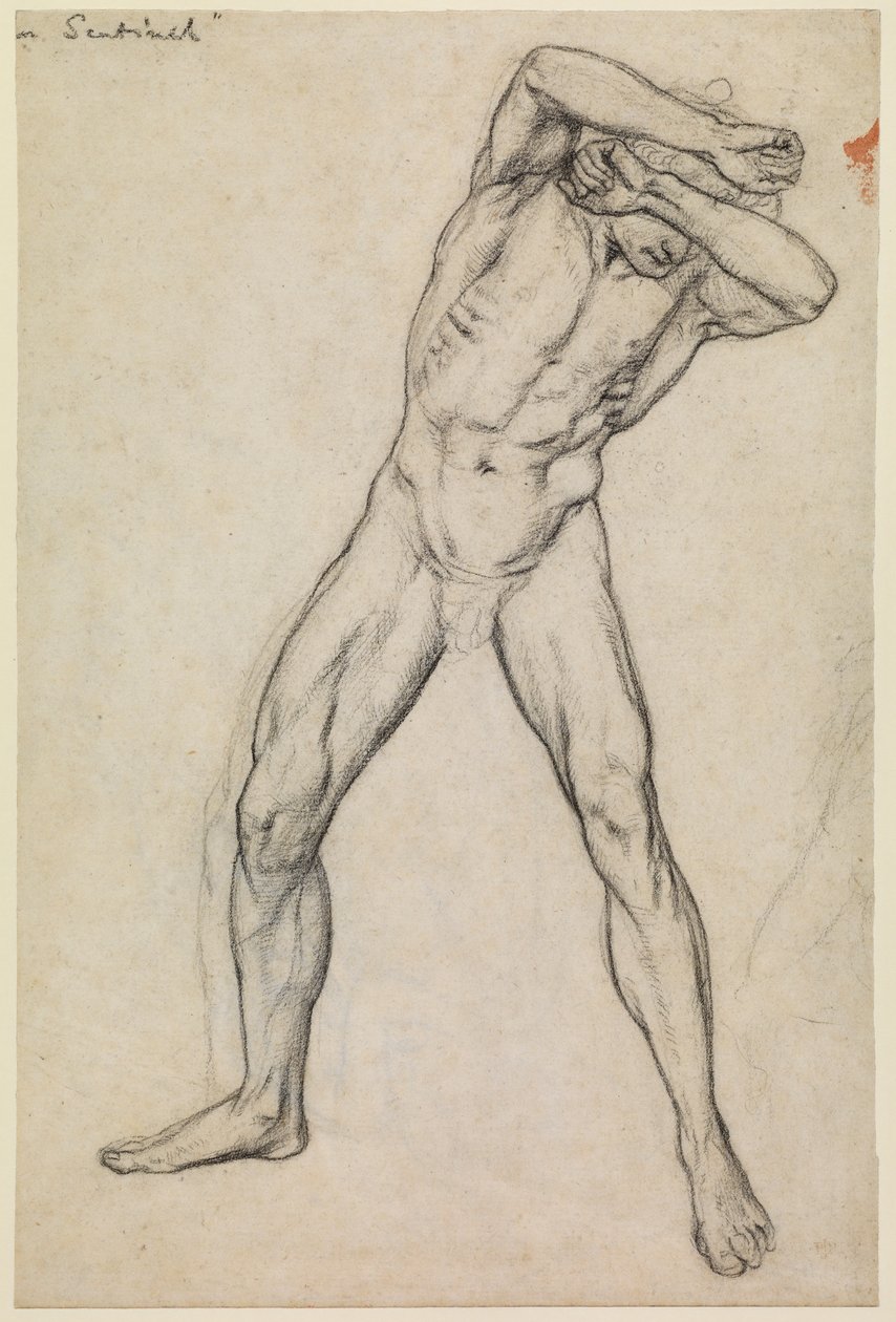 Studie eines männlichen Aktes für "Treu bis in den Tod", recto, ca. 1865 von Edward John Poynter