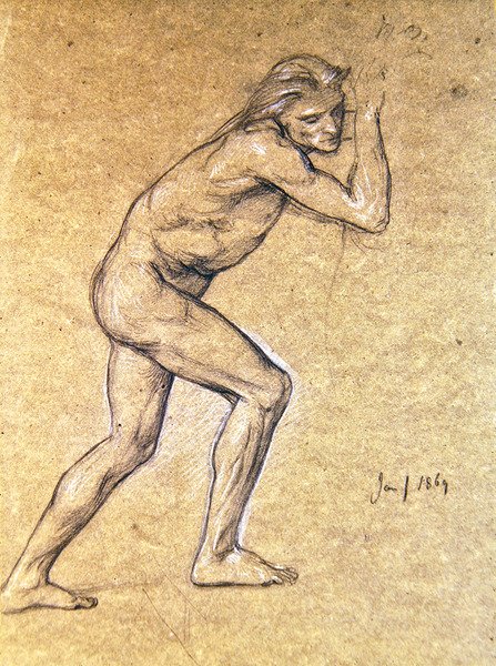 Studie eines männlichen Aktes für Die Rückkehr des Verlorenen Sohnes, 1869 von Edward John Poynter