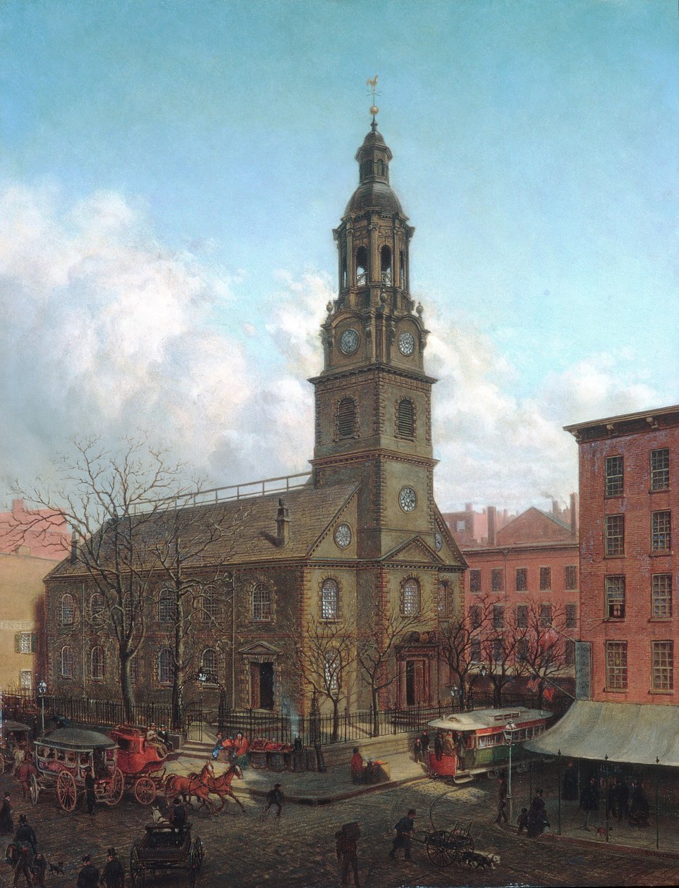 Die Nordniederländische Kirche, Fulton und William Streets, New York, 1869 von Edward Lamson Henry