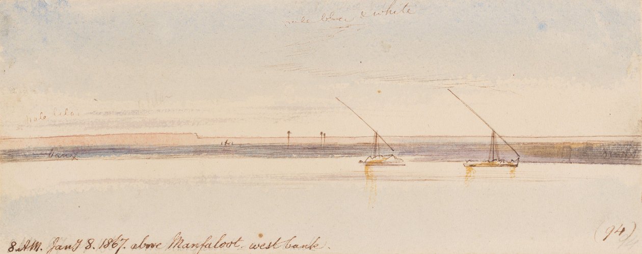 Über Manfaloot; 8:00 Uhr, 8. Jan. 1867 (94) von Edward Lear
