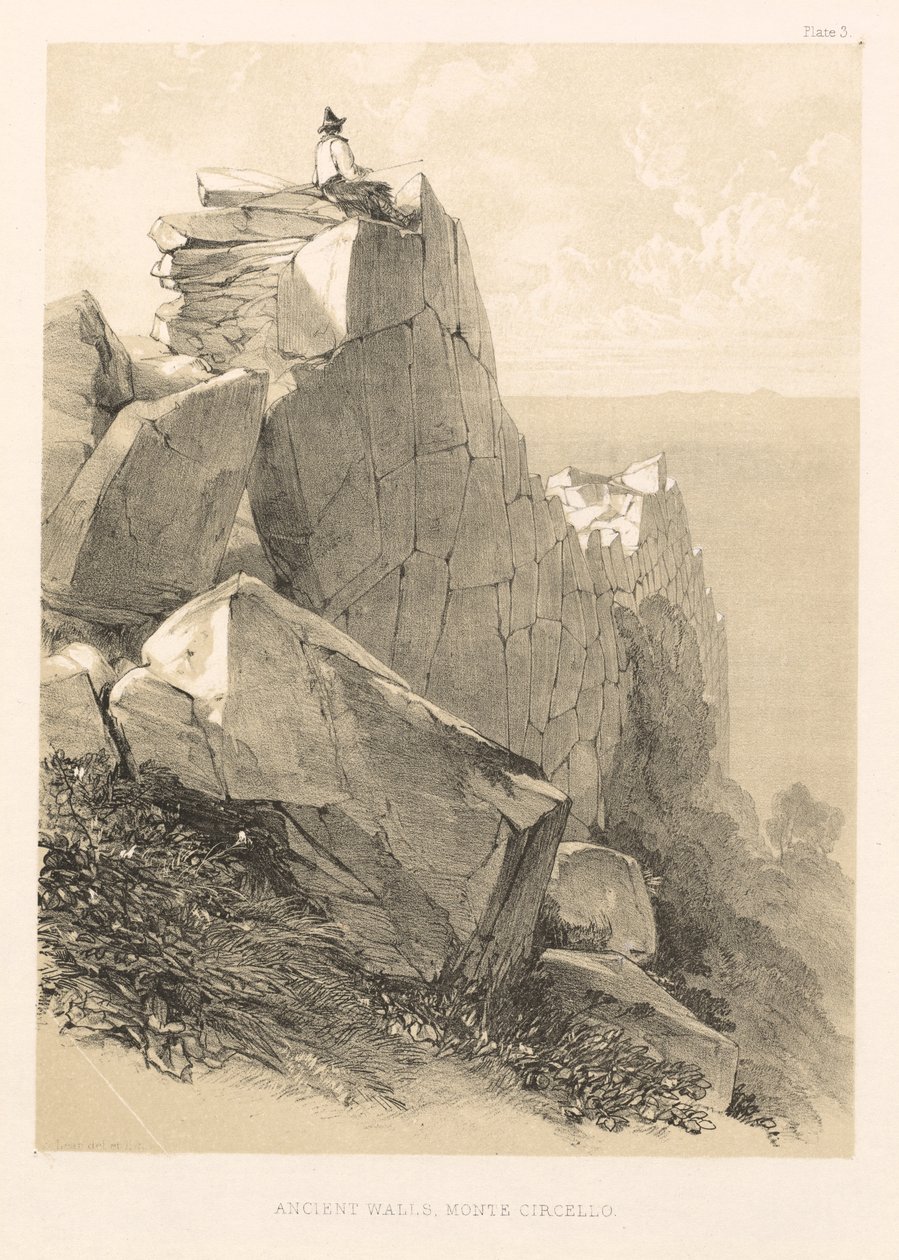 Illustrierter Ausflug in Italien (Bd. II): Alte Mauern, Monte Circello von Edward Lear