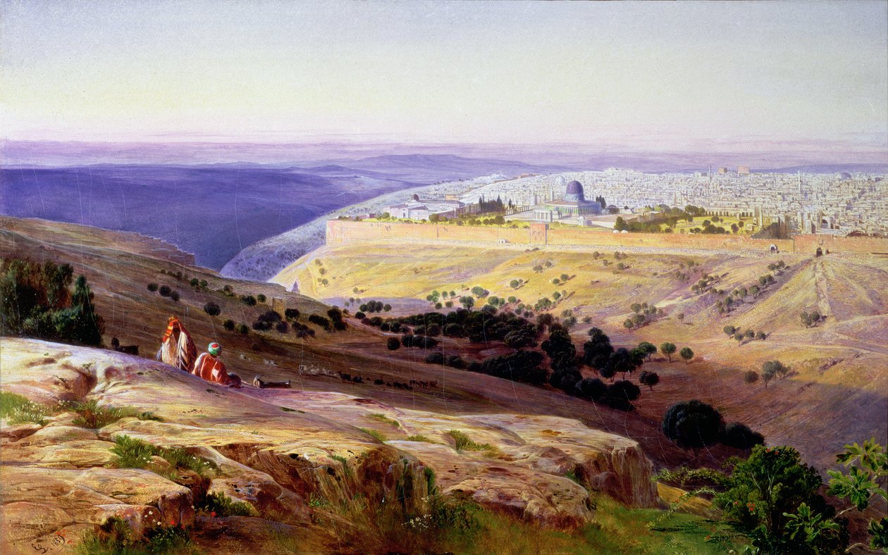 Jerusalem vom Ölberg, Sonnenaufgang, 1859 von Edward Lear