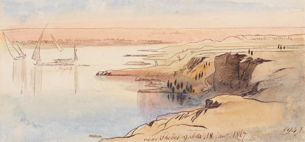 In der Nähe von Theben; 9:00 Uhr, 18. Januar 1867 von Edward Lear