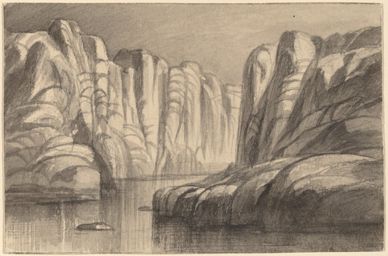 Fluss, der durch eine Felsformation fließt (Philae, Ägypten) von Edward Lear
