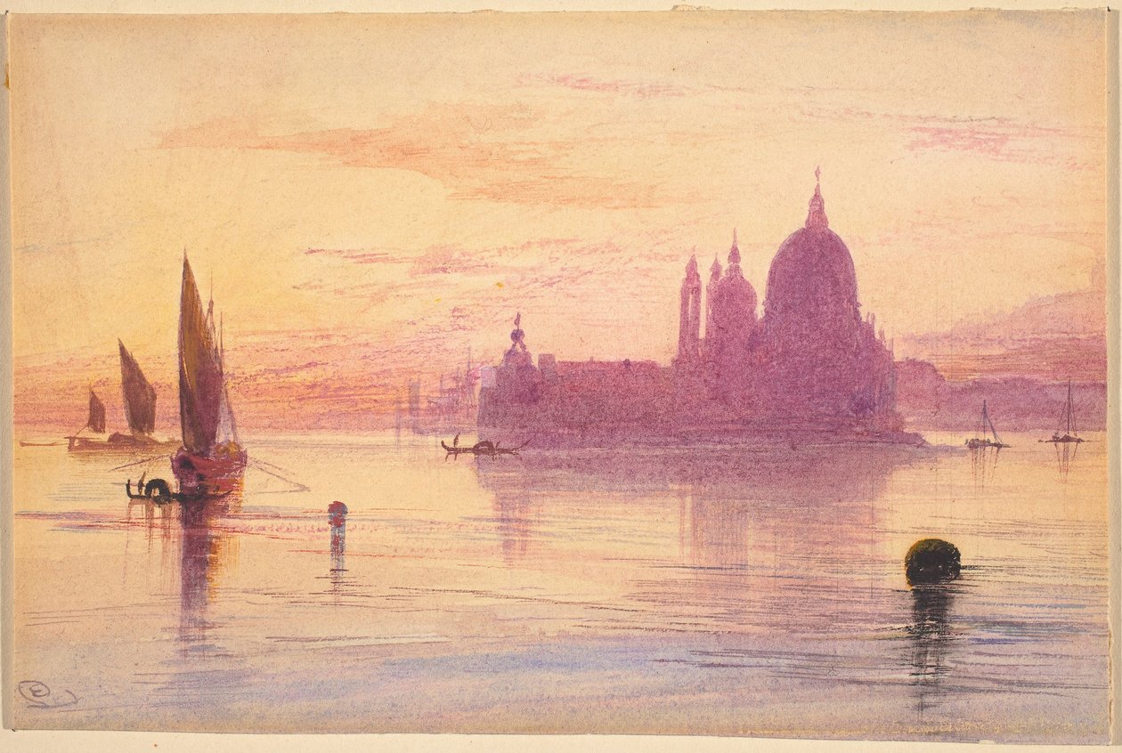 Santa Maria della Salute, Venedig, bei Sonnenuntergang von Edward Lear