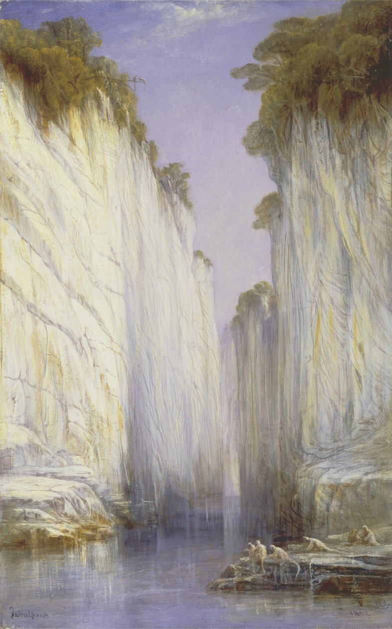 Die Marmorfelsen - Nerbudda Jubbolpore von Edward Lear