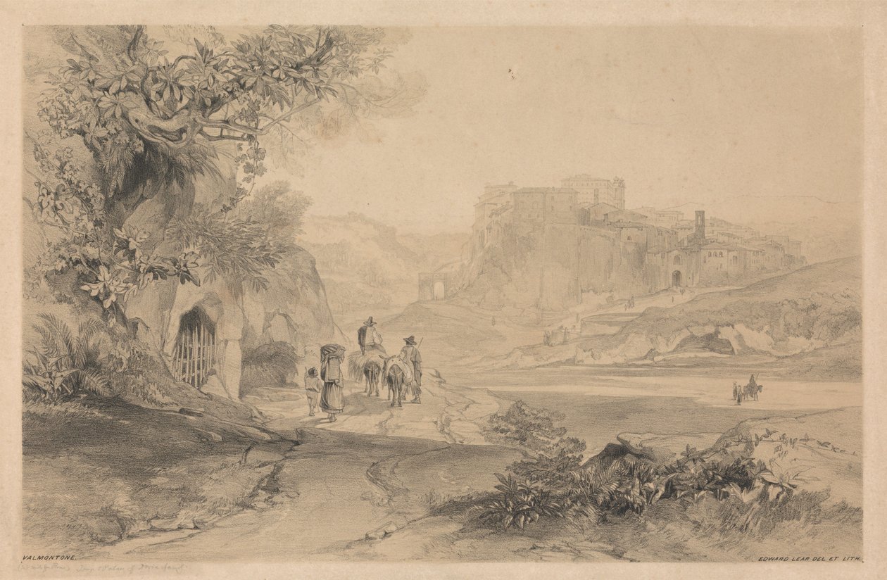 Valmontone, aus Ansichten von Rom und seiner Umgebung, 1841 von Edward Lear