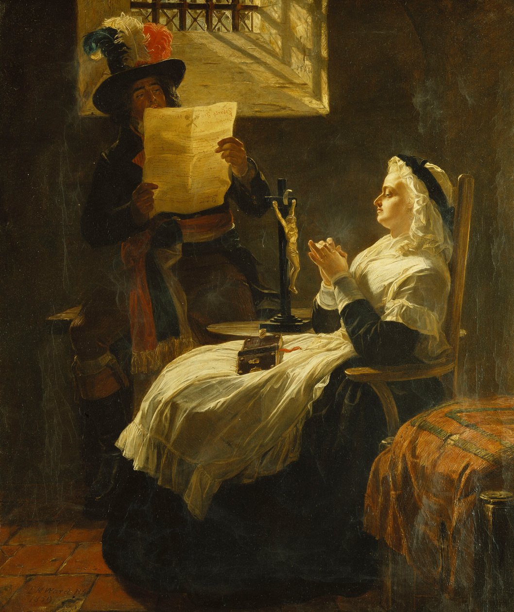 Marie Antoinette hört die Anklageschrift am Tag vor ihrem Prozess, 1859 von Edward Matthew Ward