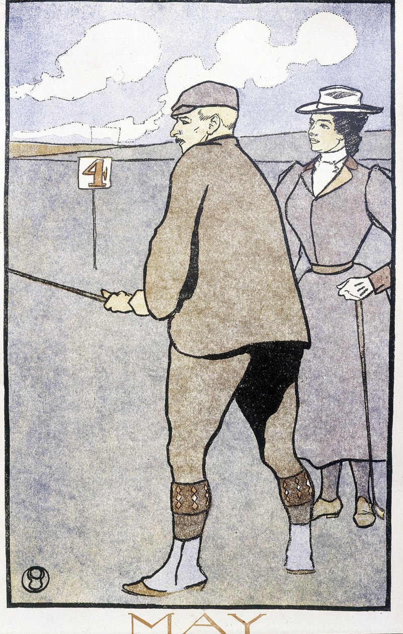 Paar spielt Golf - in „Golfkalender“ von Edward Penfield von Edward Penfield