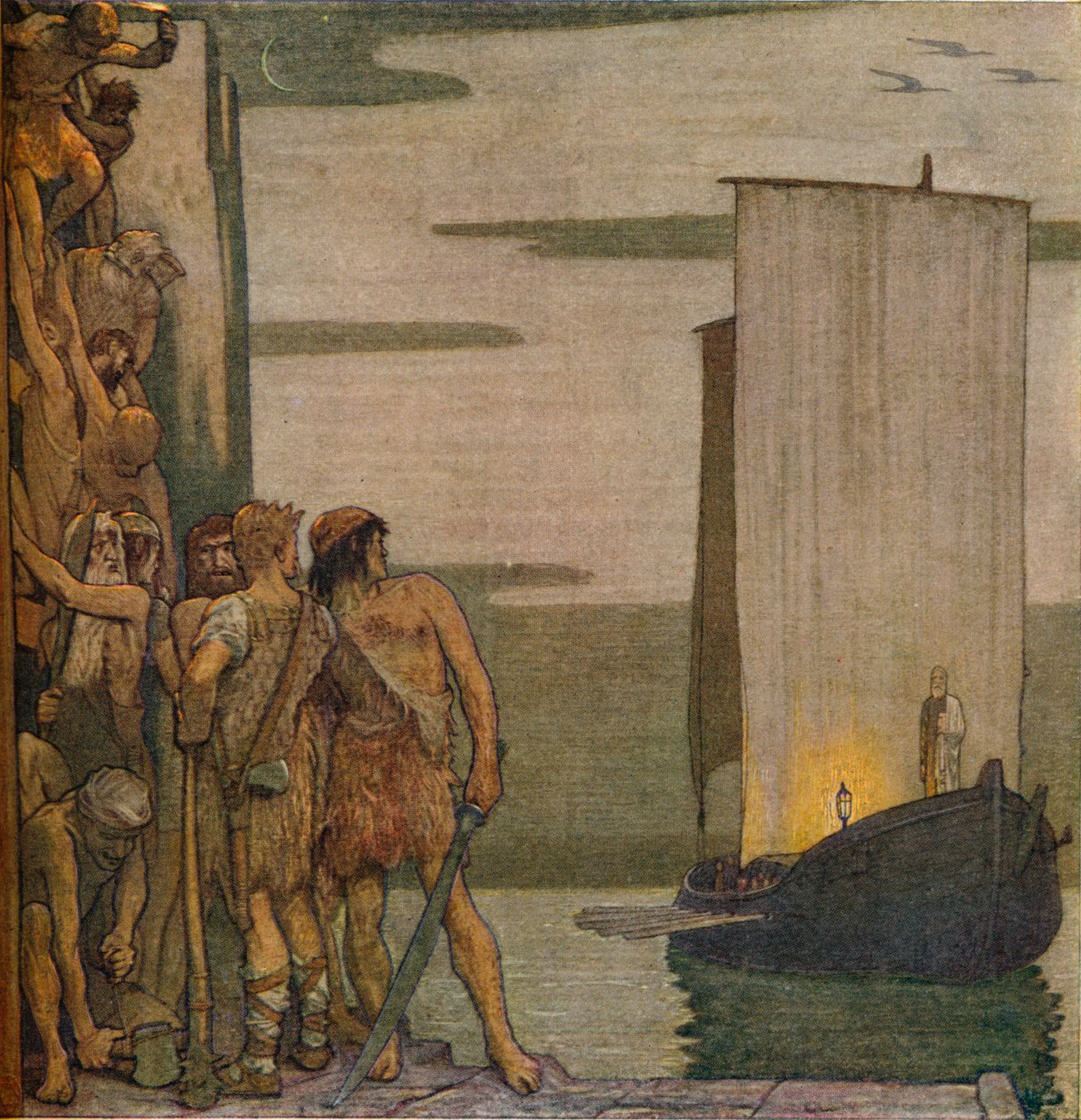 Die Landung des heiligen Patrick in Irland, ca. 1912, 1914 von Edward Reginald Frampton