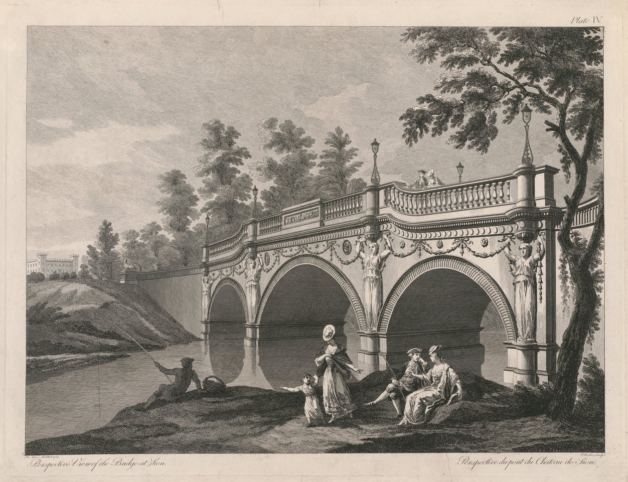 Perspektivische Ansicht der Brücke in Sion von Edward Rooker