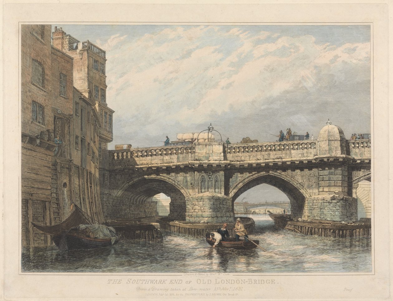 Das Southwark-Ende der alten London Bridge von Edward William Cooke