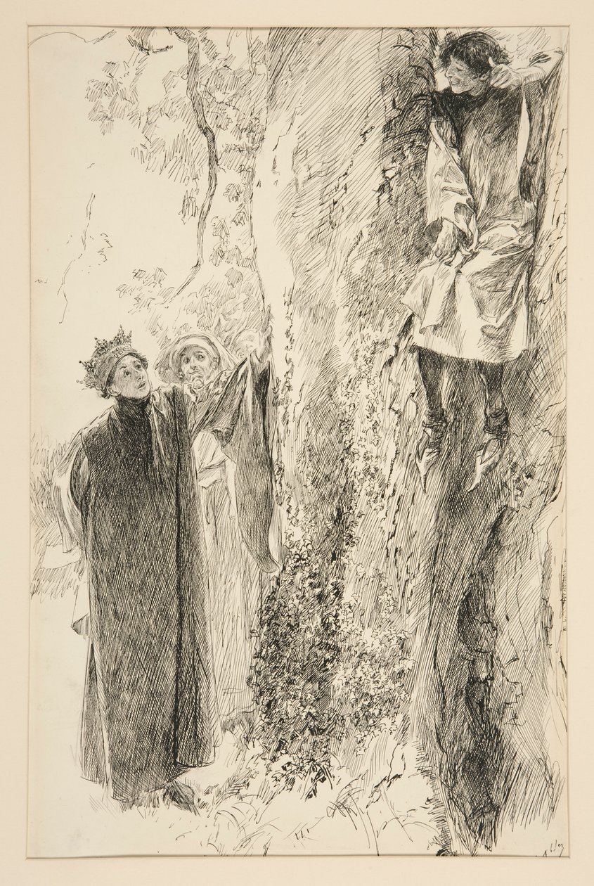 Biron und der König, aus Akt IV, Szene iii, Liebe von Edwin Austin Abbey