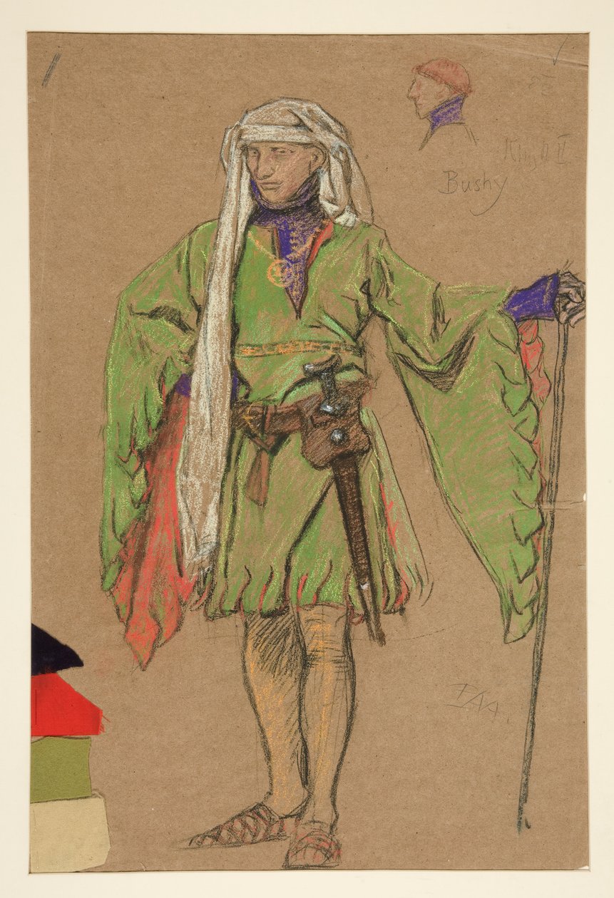 Bushy, Kostümentwurf für König Richard II von Edwin Austin Abbey