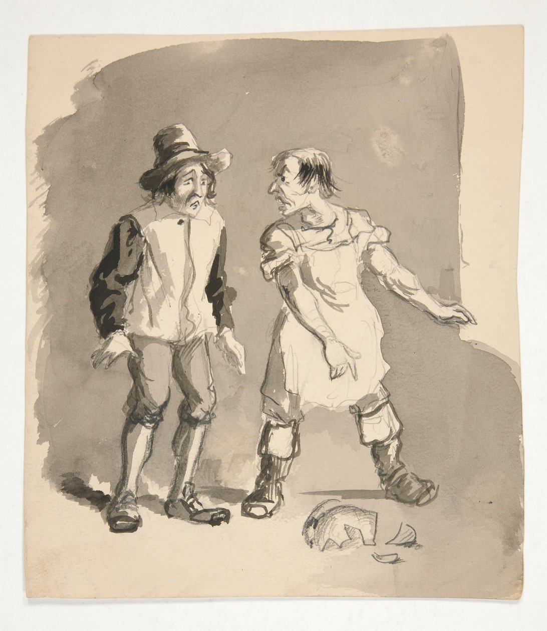Karikatur von zwei Männern und einem zerbrochenen Topf von Edwin Austin Abbey