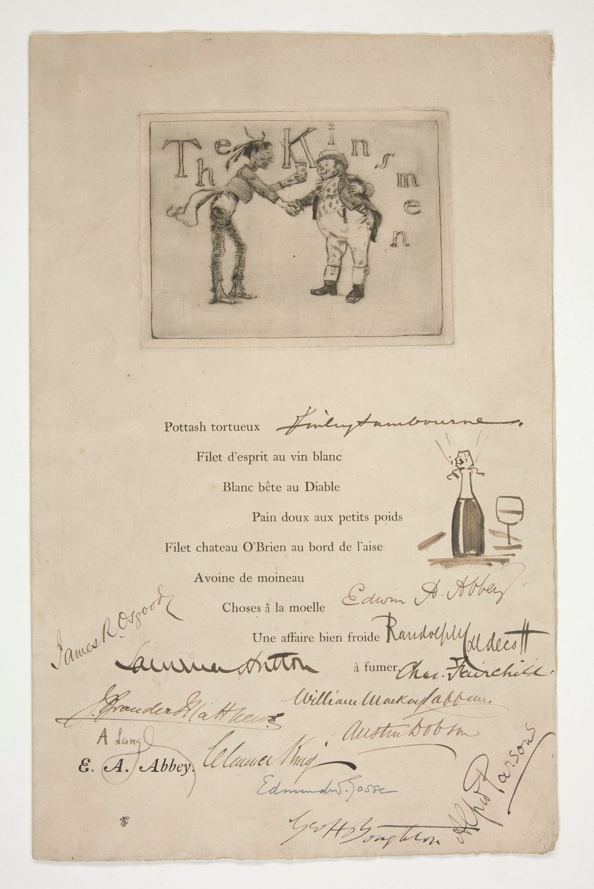 Radierung von E.A. Abbey: Die Kinsmen - (Illustration zu einem französischen Vers) von Edwin Austin Abbey