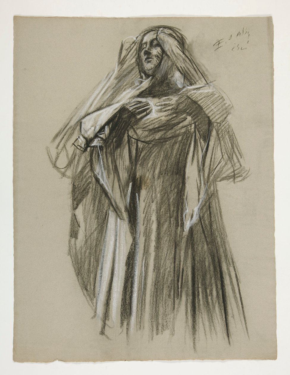 Figurenstudie für den kleinen Galahad, aus Die Suche nach dem Heiligen Gral (erste einer Serie von fünfzehn Wandgemälden für die Boston Public Library, abgeschlossen 1901) von Edwin Austin Abbey
