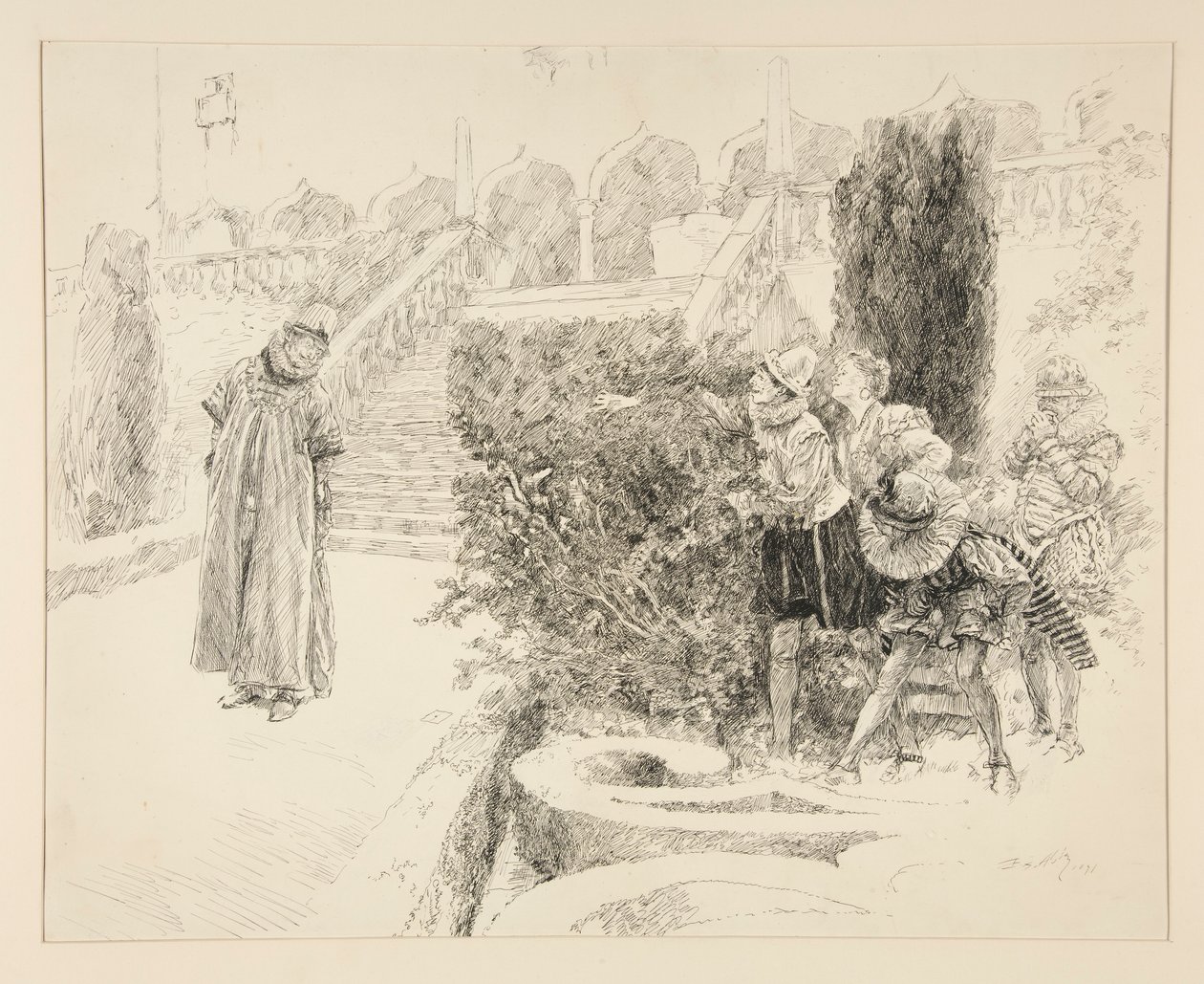 Malvolio findet den Brief, Illustration für Akt II, Szene v, Was ihr wollt von Edwin Austin Abbey