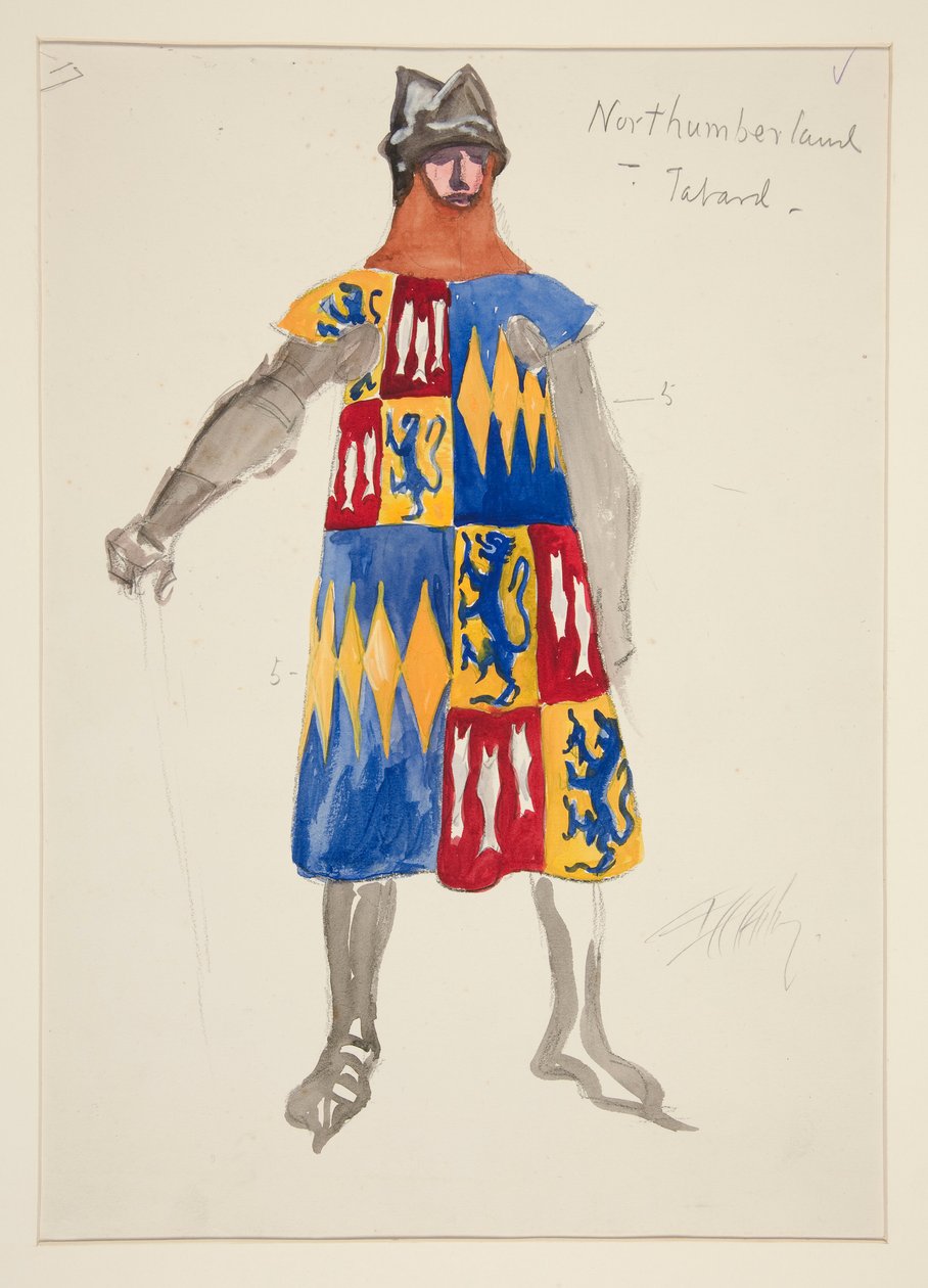 Northumberland - Tabard, Kostümskizze für Henry Irving von Edwin Austin Abbey