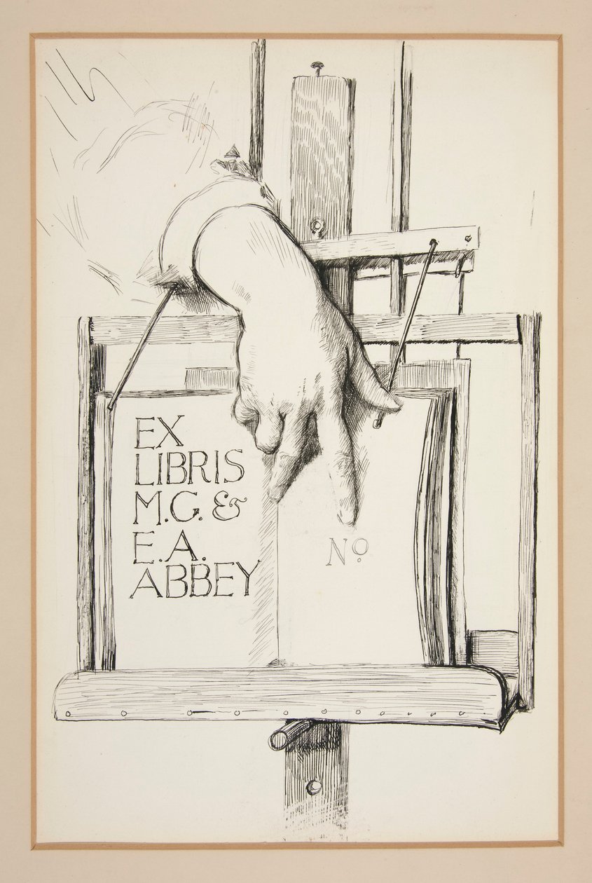 Skizze für Ex Libris: M.G. & E.A. Abbey von Edwin Austin Abbey