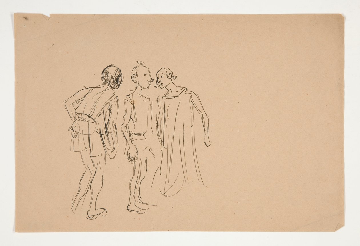 Skizze von drei Männern (Studie für 1937.1072?), aus Der Kaufmann von Venedig von Edwin Austin Abbey