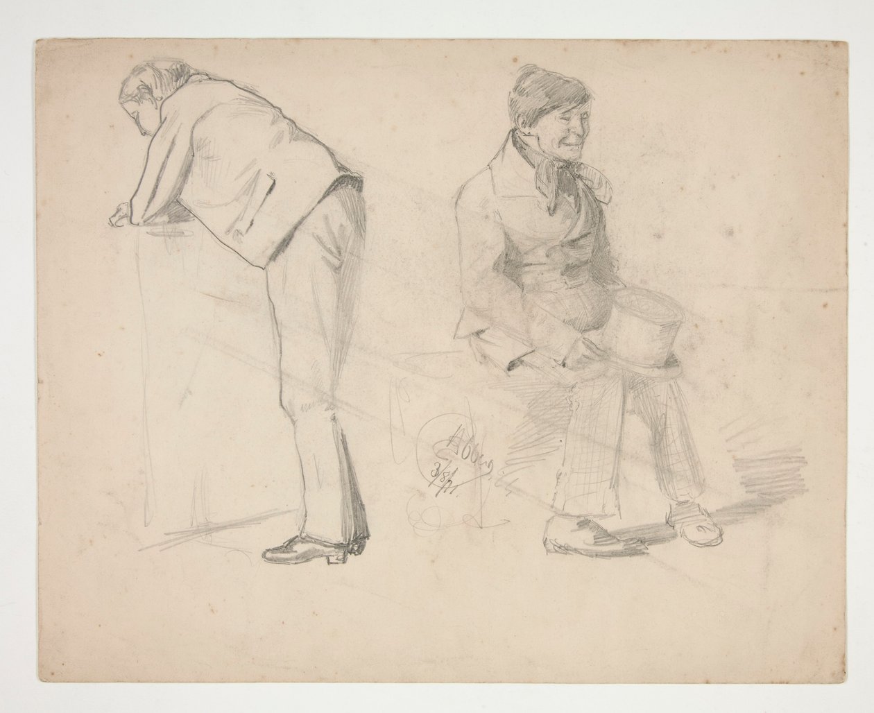 Skizze von zwei Männern - nicht identifizierte Illustration von Edwin Austin Abbey