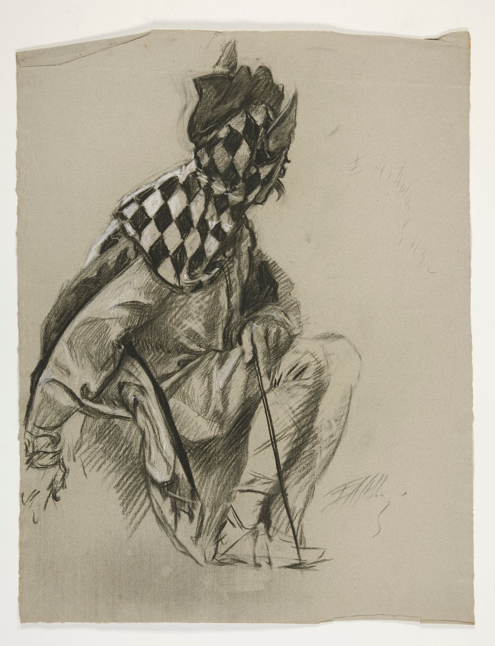 Studie eines Narren (unbenutzt), für die Suche nach dem Heiligen Gral (eine Serie von fünfzehn Gemälden für die Boston Public Library, abgeschlossen 1901) von Edwin Austin Abbey
