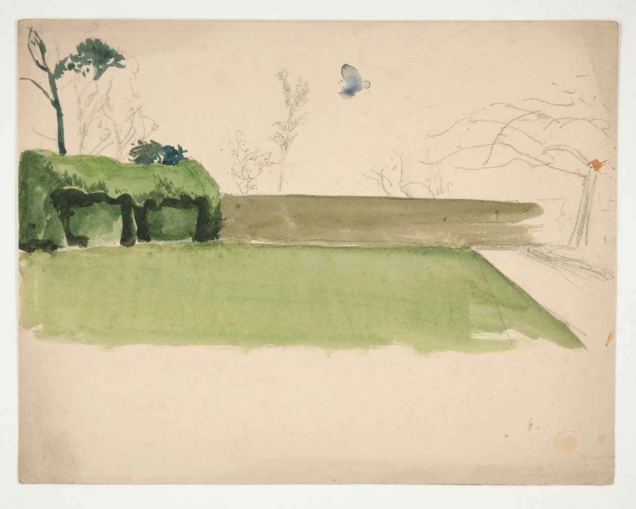 Studie eines umschlossenen Rasens und Gartens von Edwin Austin Abbey