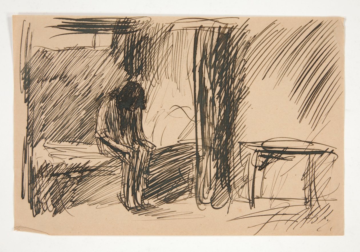Unidentifizierte Illustration - Studie einer Person im Gefängnis von Edwin Austin Abbey