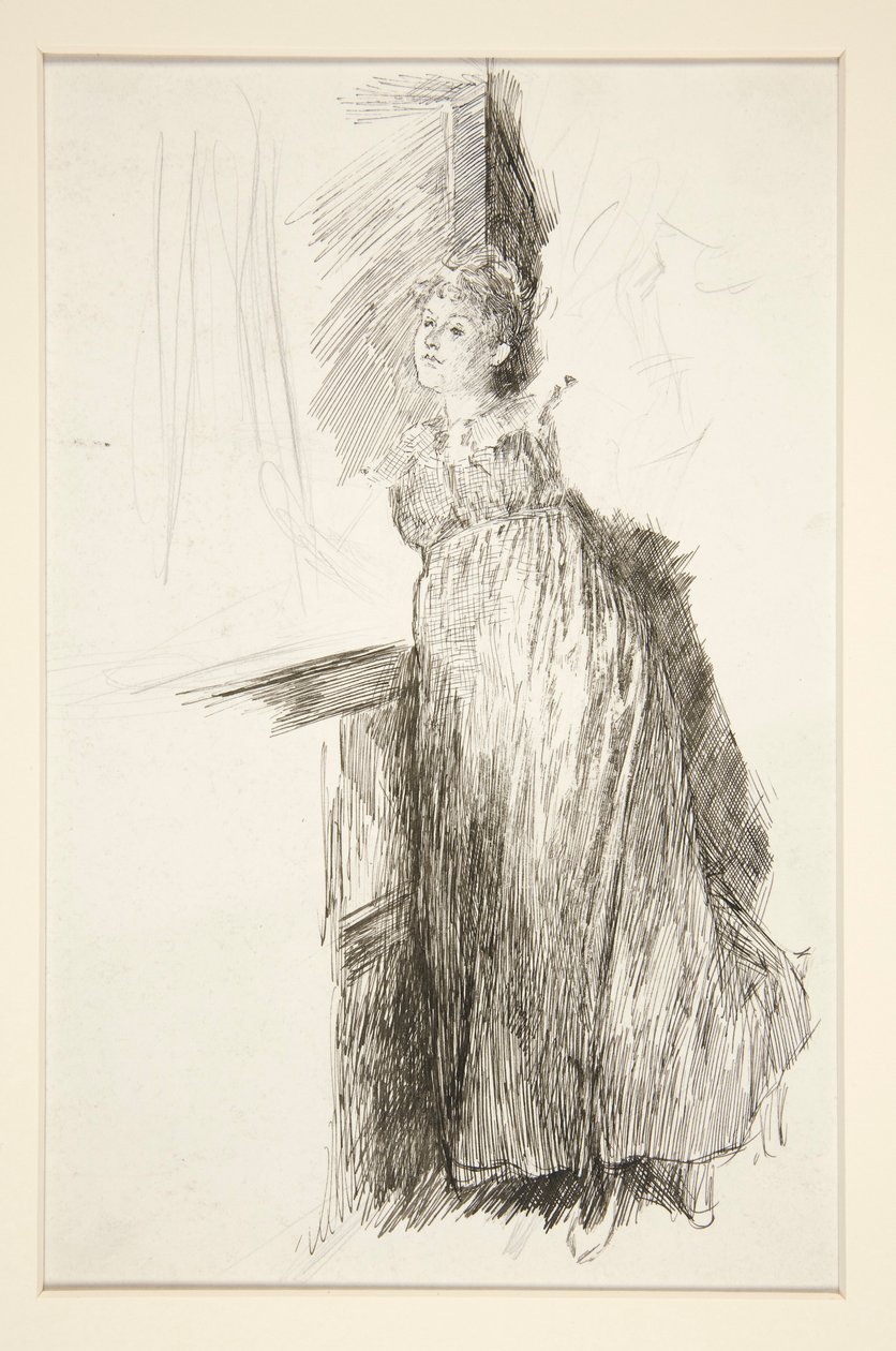 Frau am Fenster - nicht identifizierte Illustration von Edwin Austin Abbey