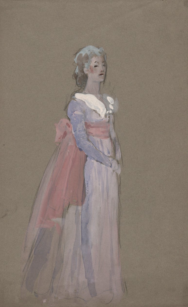 Frau im Empire-Kleid - Kostümstudie für La Tosca von Edwin Austin Abbey