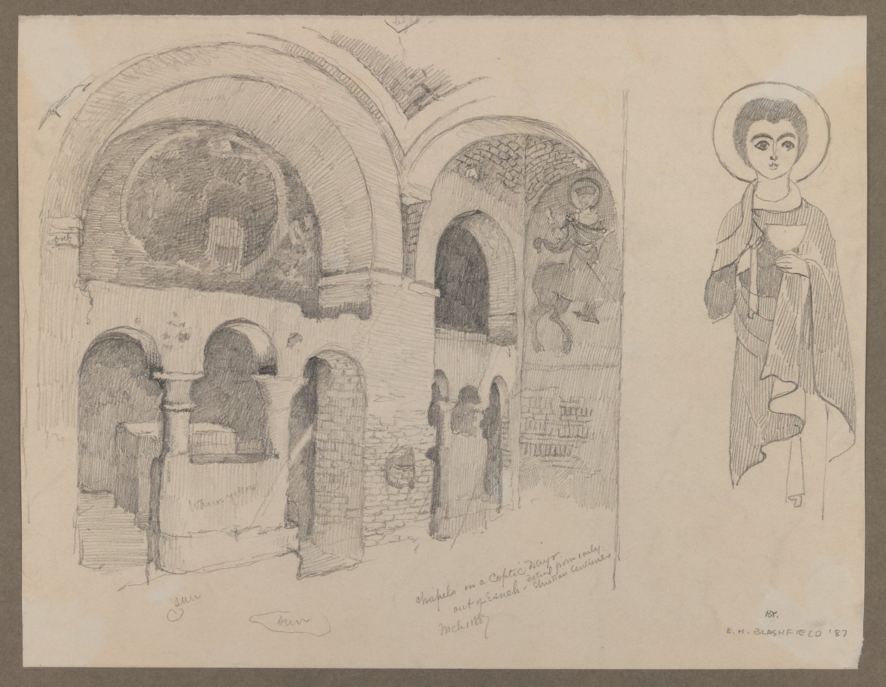 Frühchristliches (koptisches) Kloster in Esna, 1. März 1887 von Edwin Howland Blashfield