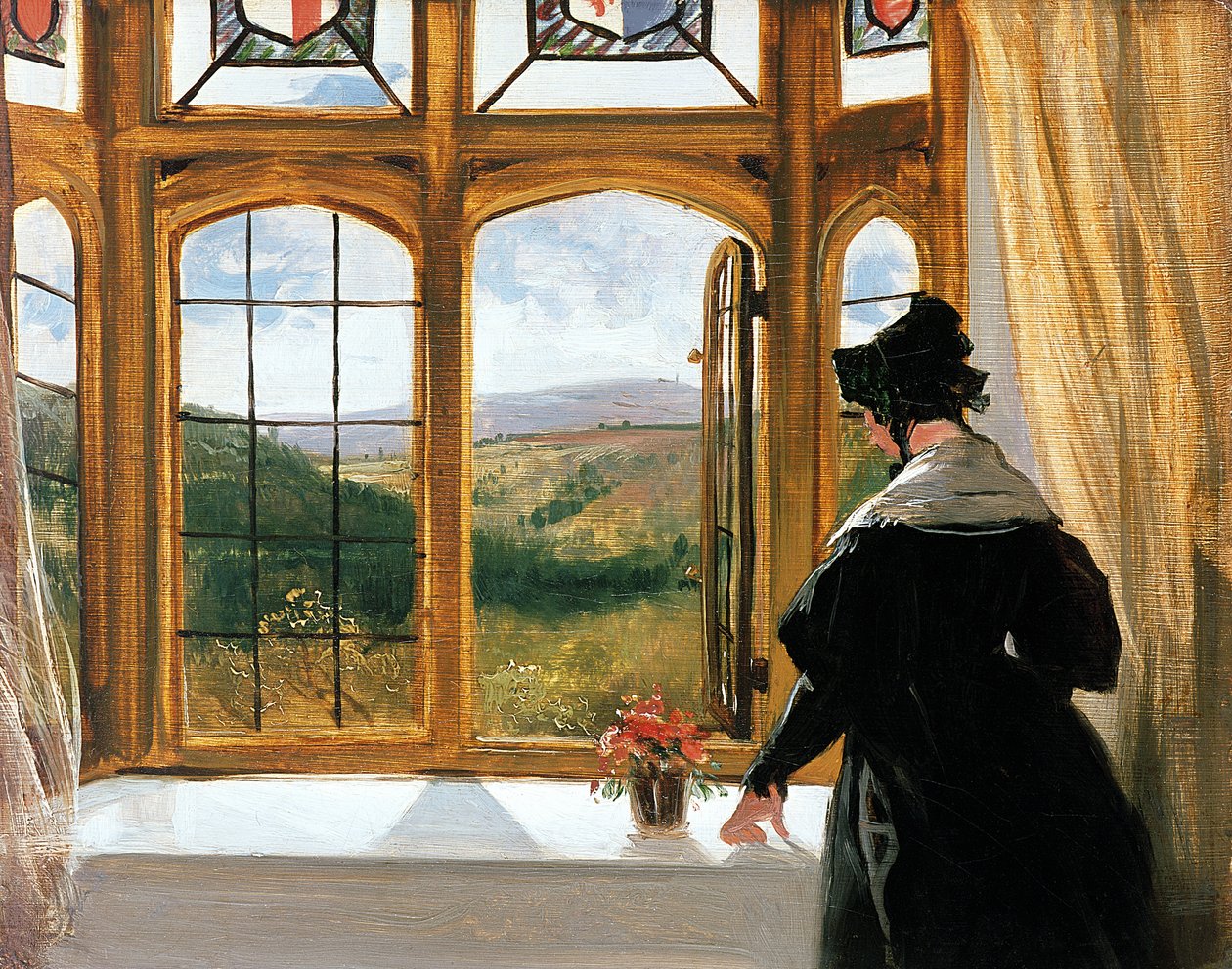 Herzogin von Abercorn schaut aus einem Fenster von Edwin Landseer