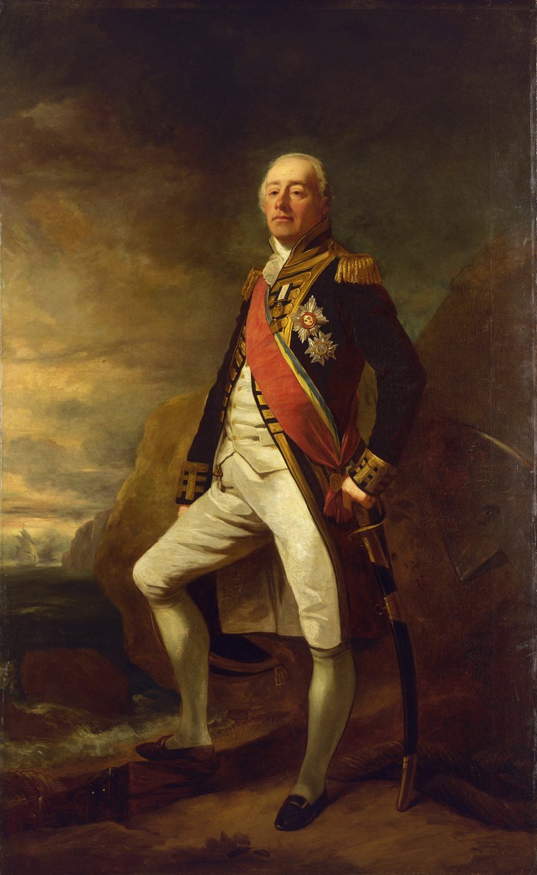 Porträt von Vizeadmiral James Saumarez (1757-1836), erster Baron von Saumarez, bekannt für seinen Sieg in der Schlacht von Algeciras (in der Bucht von Gibraltar) im Jahr 1801 von Edwin Williams