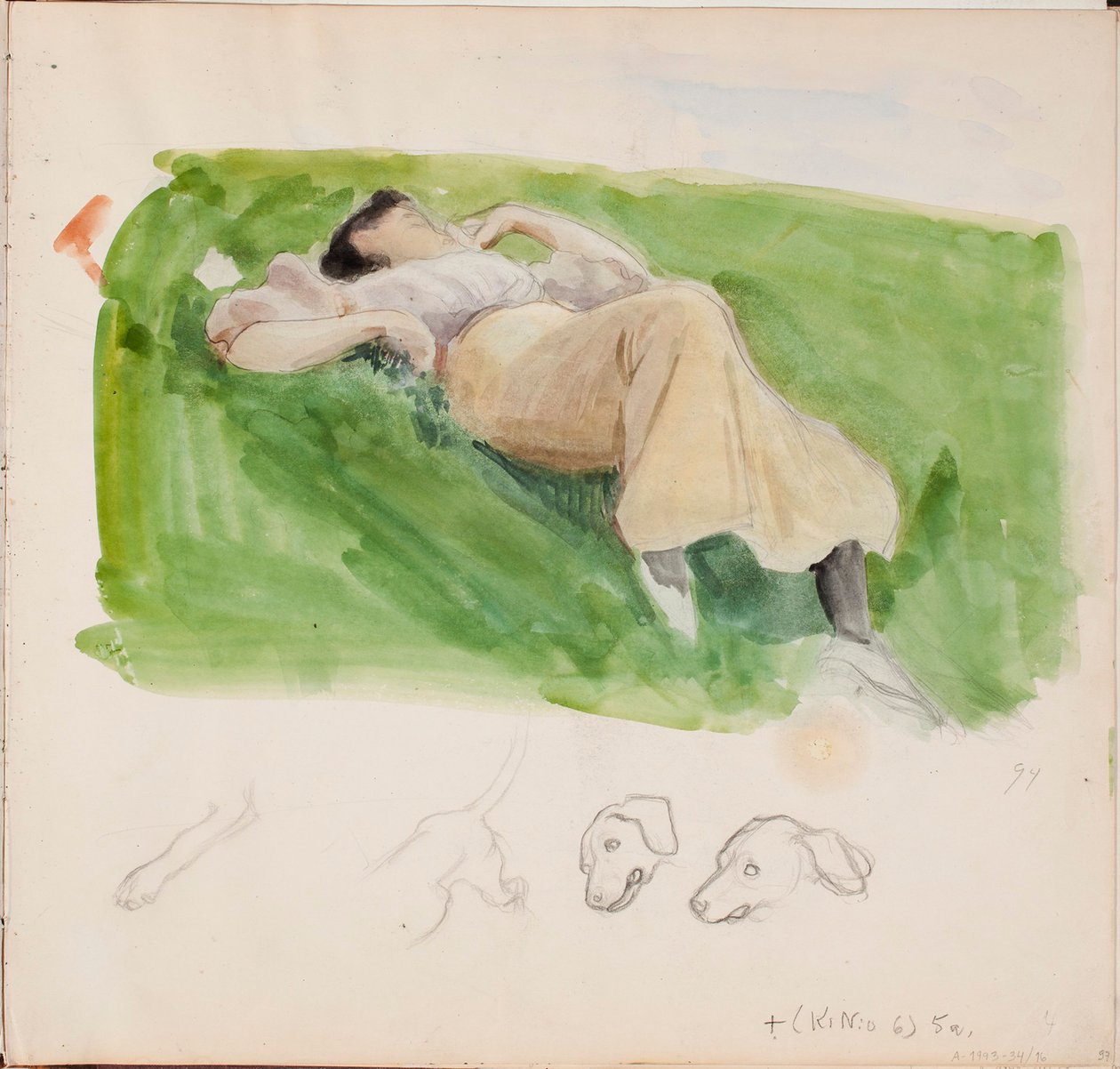 Skizze für Saimi auf der Wiese, Seite aus Järnefelts Skizzenbuch von Eero Järnefelt