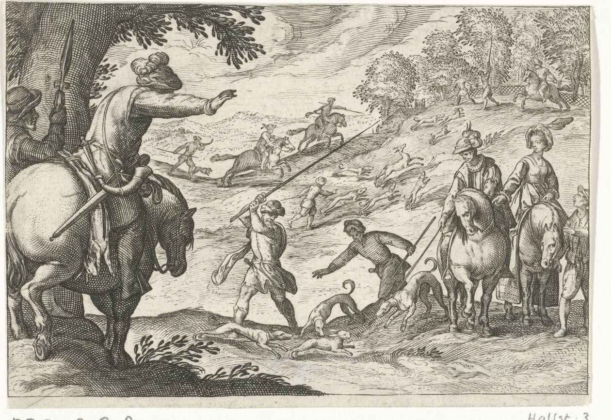 Landschaft mit Hasenjagd von Egbert Jansz.
